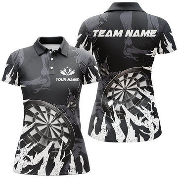Custom Darts Team Personalized White Grunge 3D Style Women's Polo Shirts S-5XL