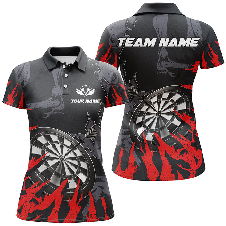 Custom Personalized Red Grunge 3D Darts Team Shirt for Women's Polo Shirts S-5XL