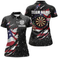 Custom Grunge US Flag Dartboard Darts Attire for Women's Polo Shirts S-5XL