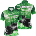 Funny 8 Ball Pool Rush Out Custom Thunder Lightning Green Men's Polo Shirt S-5XL