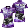 Custom Funny 8 Ball Pool Purple Women's Polo Shirts S-5XL