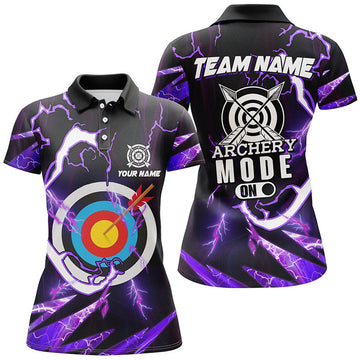 Custom Purple Thunder Archery Mode On Design Personalized Women's Polo Shirts S-5XL