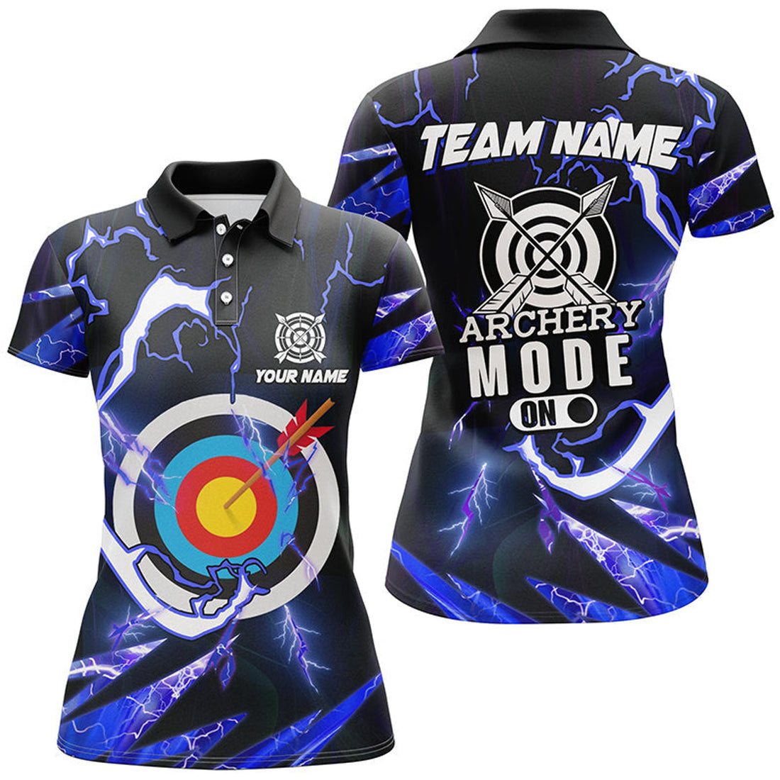 Custom Blue Thunder Archery Team Personalized Mode On Women's Polo Shirts S-5XL