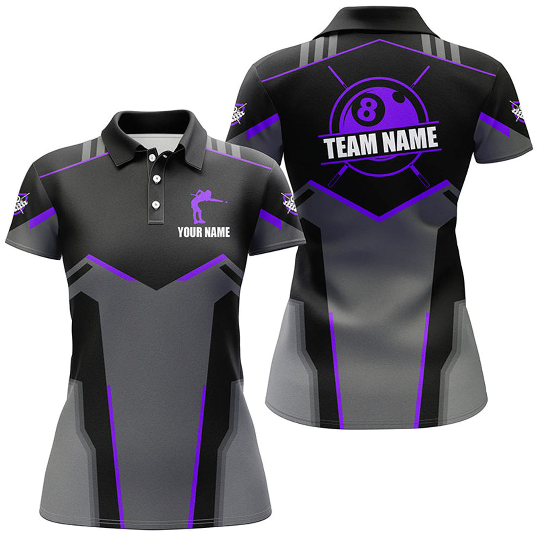 Custom Billiard Team Polo Shirts for Short Sleeve Pooler Women's Polo Shirts S-5XL