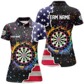 Custom Patriotic Grunge Darts Shirt with US Flag Design Women's Polo Shirts S-5XL