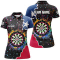 Custom Darts Team Texas Flag Grunge Patriotic Design Women's Polo Shirts S-5XL