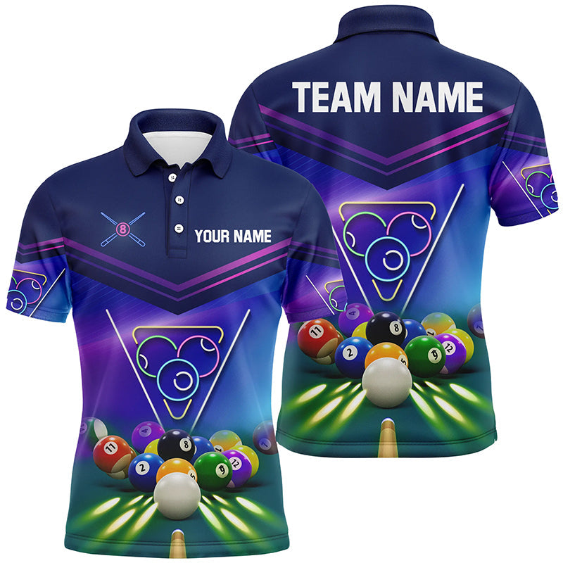 Neon Light Billiard Balls Personalized Pool Shirt Size S-5XL Men's Polo Shirt