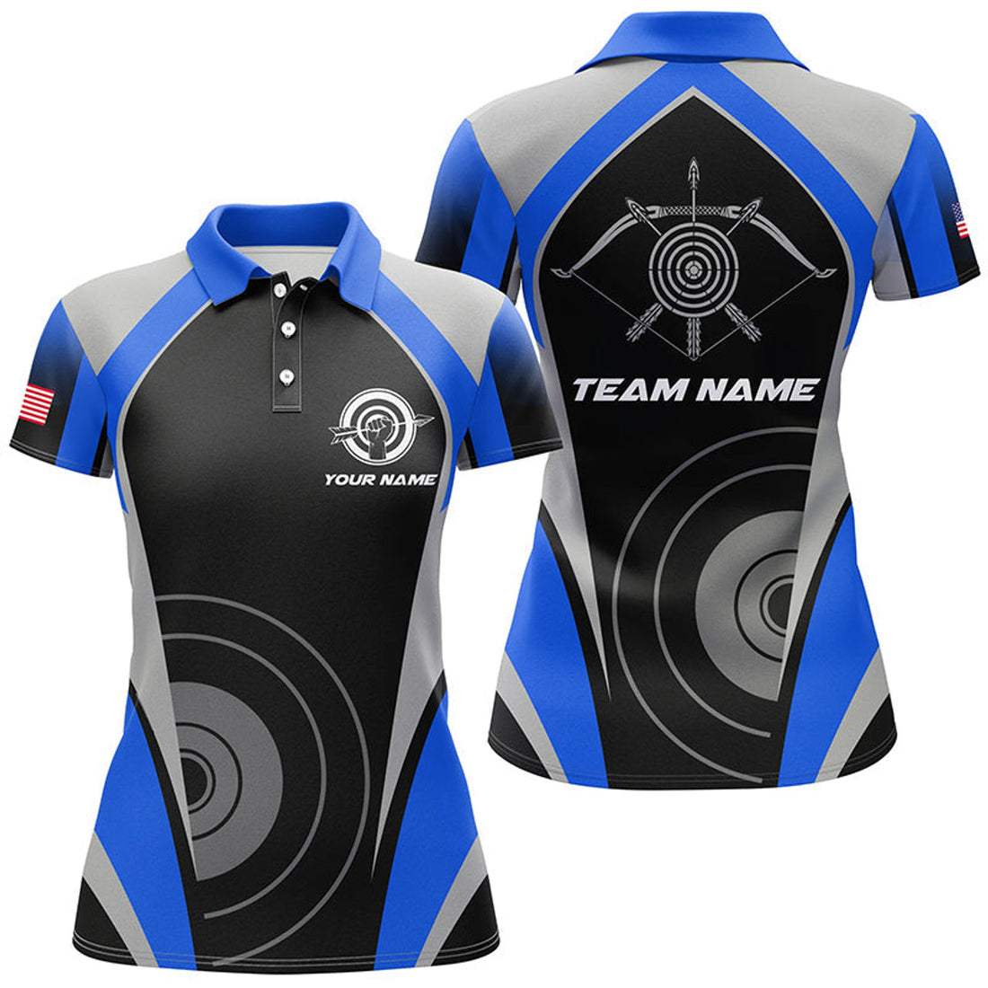 Custom Personalized Blue for Best Archery Team Uniform Women's Polo Shirts S-5XL