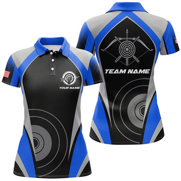 Custom Personalized Blue for Best Archery Team Uniform Women's Polo Shirts S-5XL