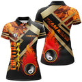 Custom Name 8 Ball Pool Fire Flame Billiards Uniform Women's Polo Shirts S-5XL