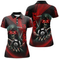 Custom Red Billiard Reaper Skull 8 Ball Women's Polo Shirts S-5XL