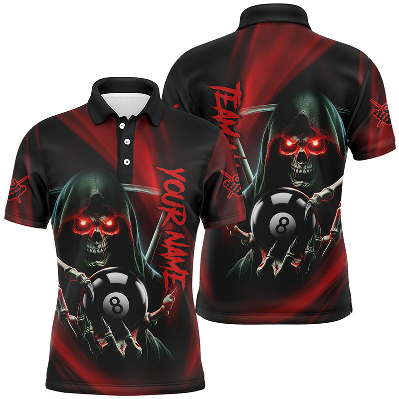 Personalized Red Billiard Reaper Skull 8 Ball Shirt Team Men's Polo Shirt