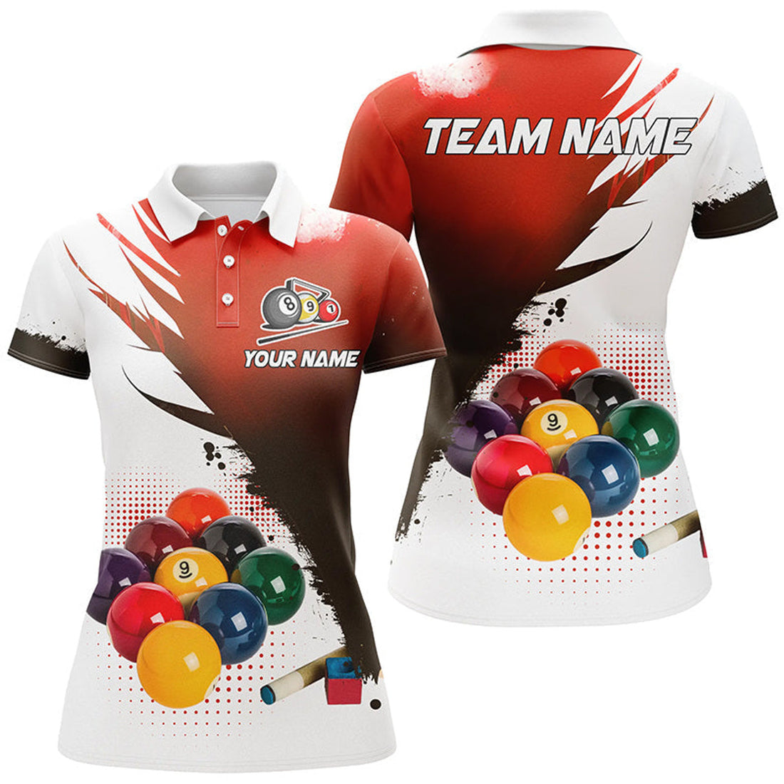 Custom 3D 9 Ball Pool Billiard Team Shirts Women's Polo Shirts S-5XL