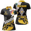 Custom Grunge Yellow Black 9 Ball Pool for Women Women's Polo Shirts S-5XL