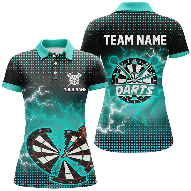 Custom Funny Crack Dartboard Thunder Lightning 3D Printed Women's Polo Shirts S-5XL