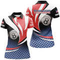Custom Personalized American Flag Billiard Patriotic Women's Polo Shirts S-5XL