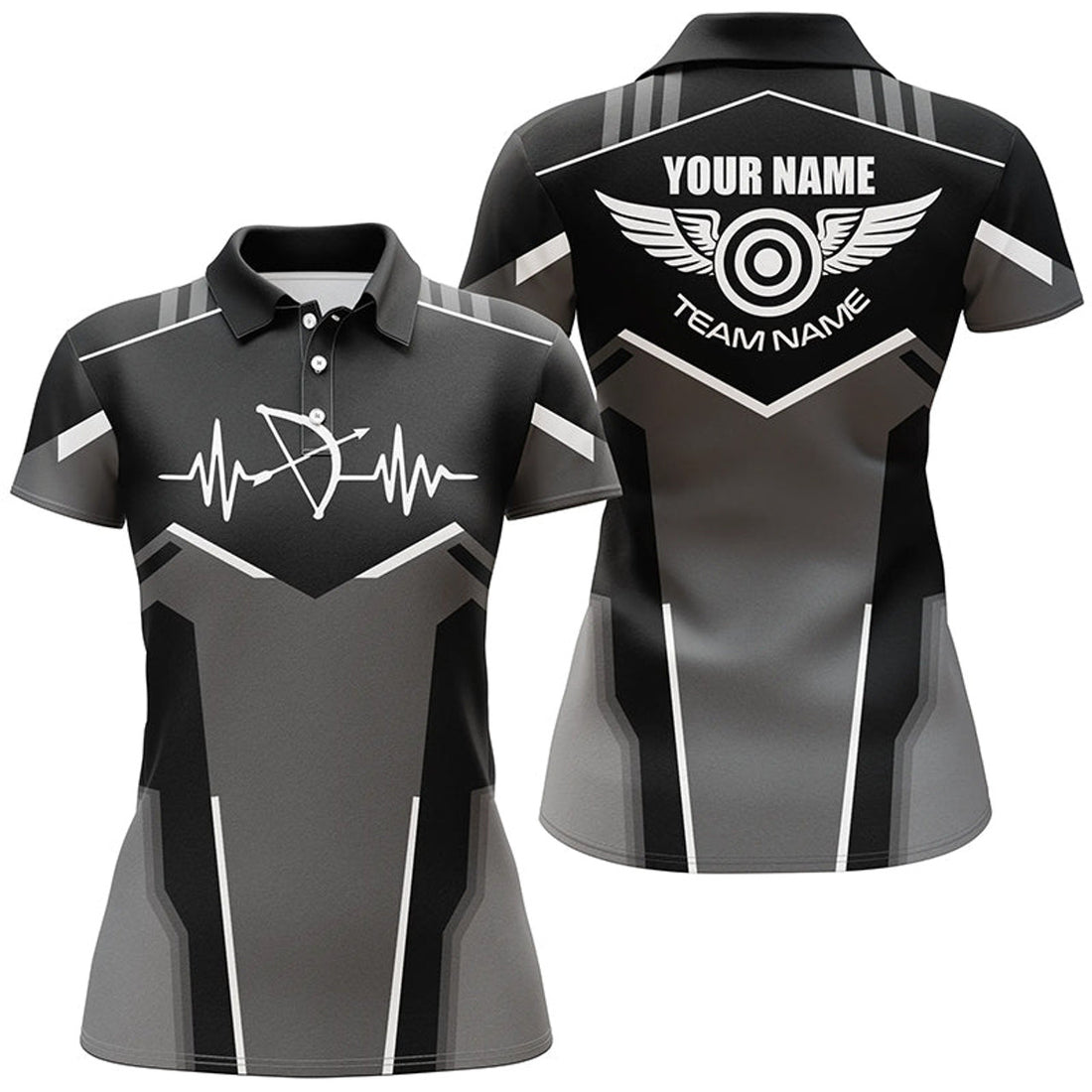 Custom Funny Archery Heartbeat with Name Women's Polo Shirts S-5XL