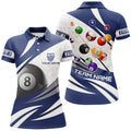 Custom 3D Blue 8 Ball Pool Billiard Polo with Design Women's Polo Shirts S-5XL