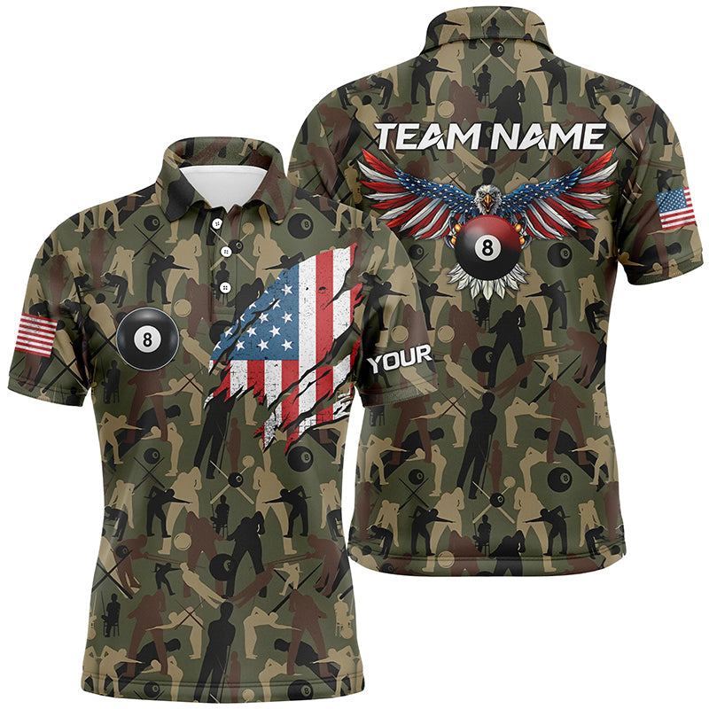 American Eagle Flag Billiard Camouflage Full Printing Custom Men's Polo Shirt