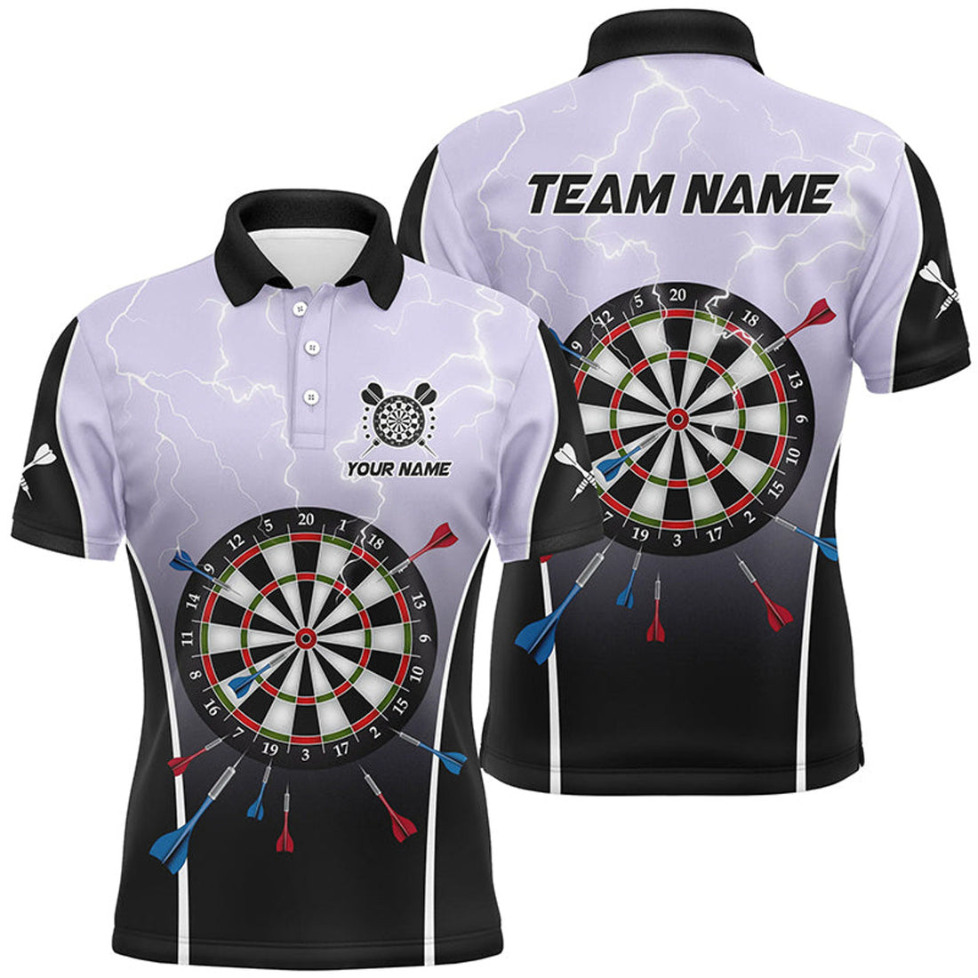 Personalized Lightning Thunder Dartboard Darts Jersey Men's Polo Shirt S-5XL
