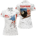 Custom American Flag Grunge Style Billiard For Women's Polo Shirts S-5XL