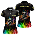 Custom Funny Billiard Colorful Skull Personalized Women's Polo Shirts S-5XL