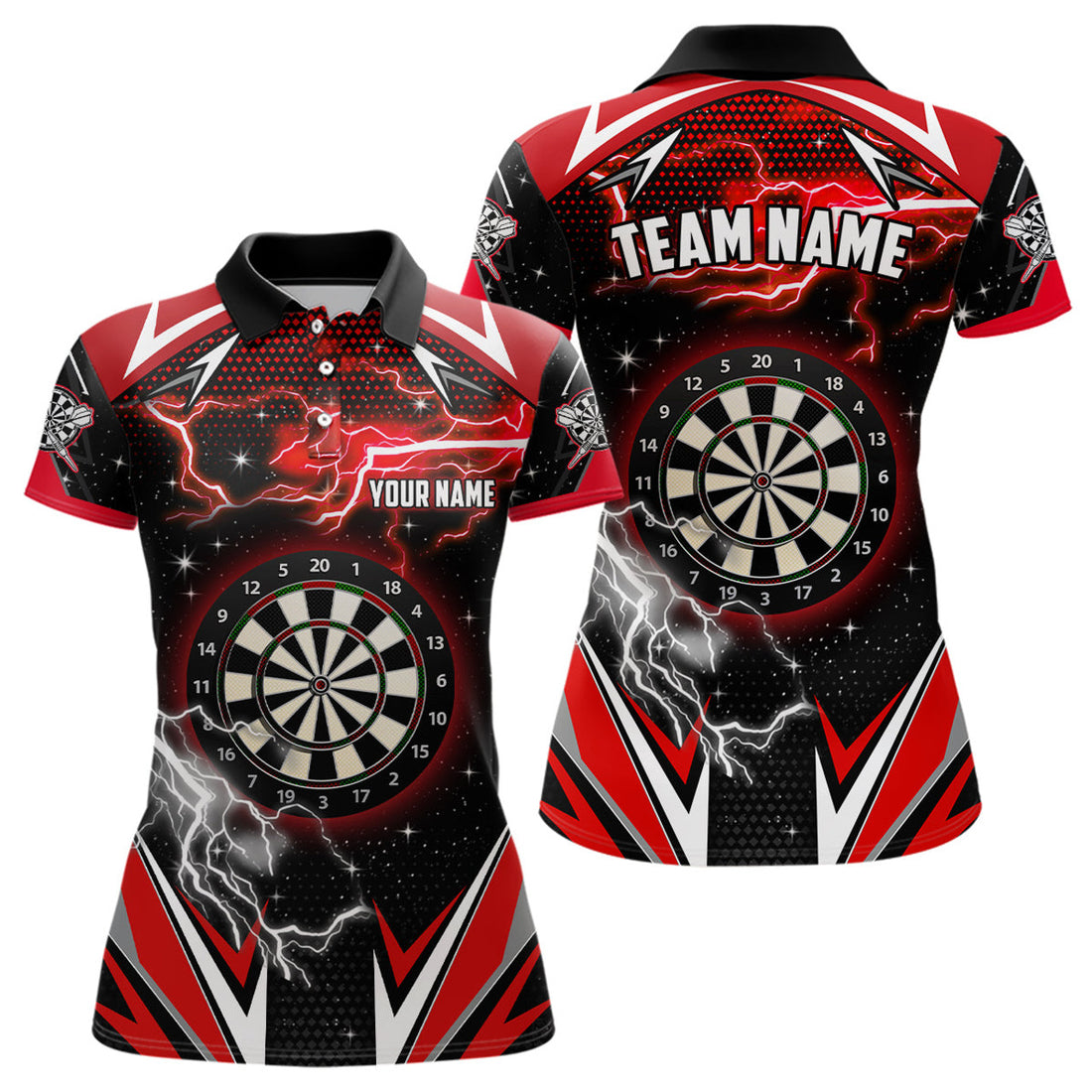 Custom Red Dart for Team League Women's Polo Shirts S-5XL
