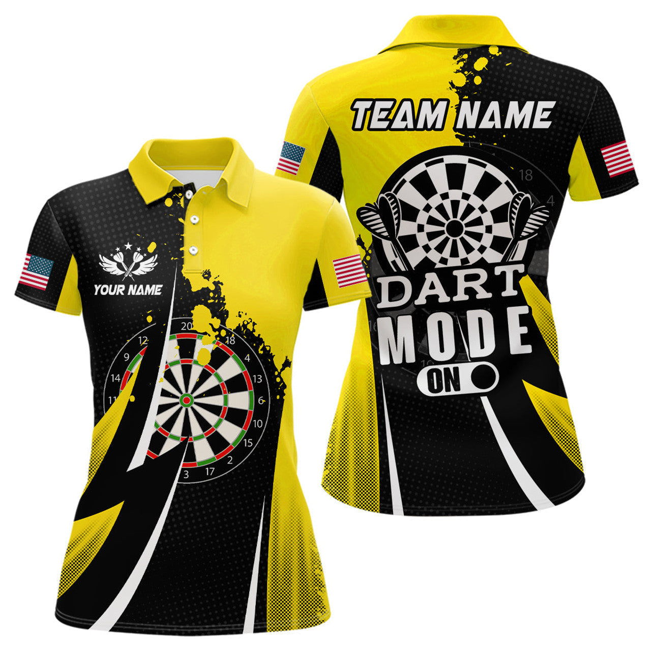 Custom Personalized Yellow Dart Mode On Darts Women's Polo Shirts S-5XL