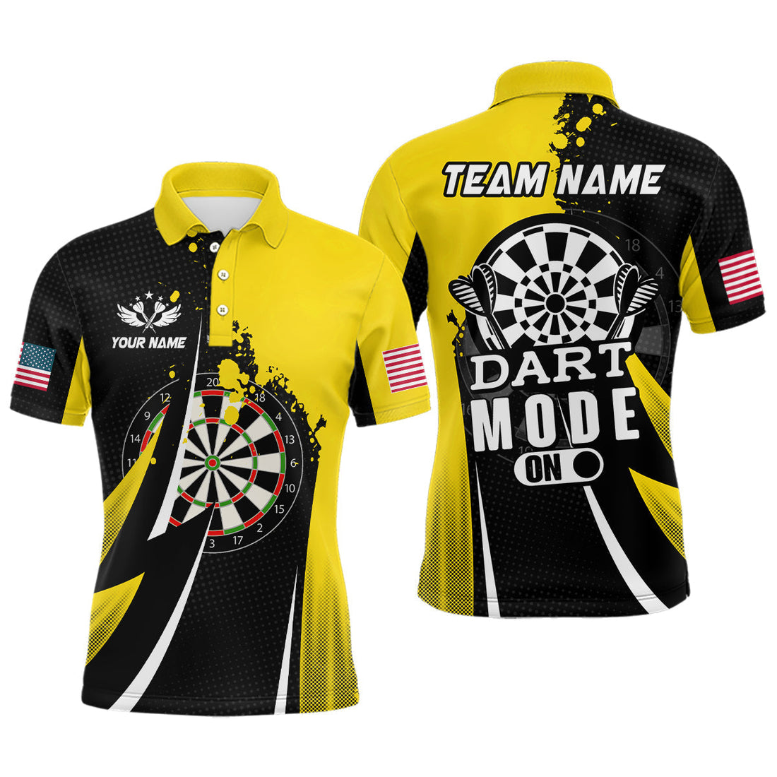 Personalized Yellow Dart Mode On Men Darts Men's Polo shirt Size S-5XL