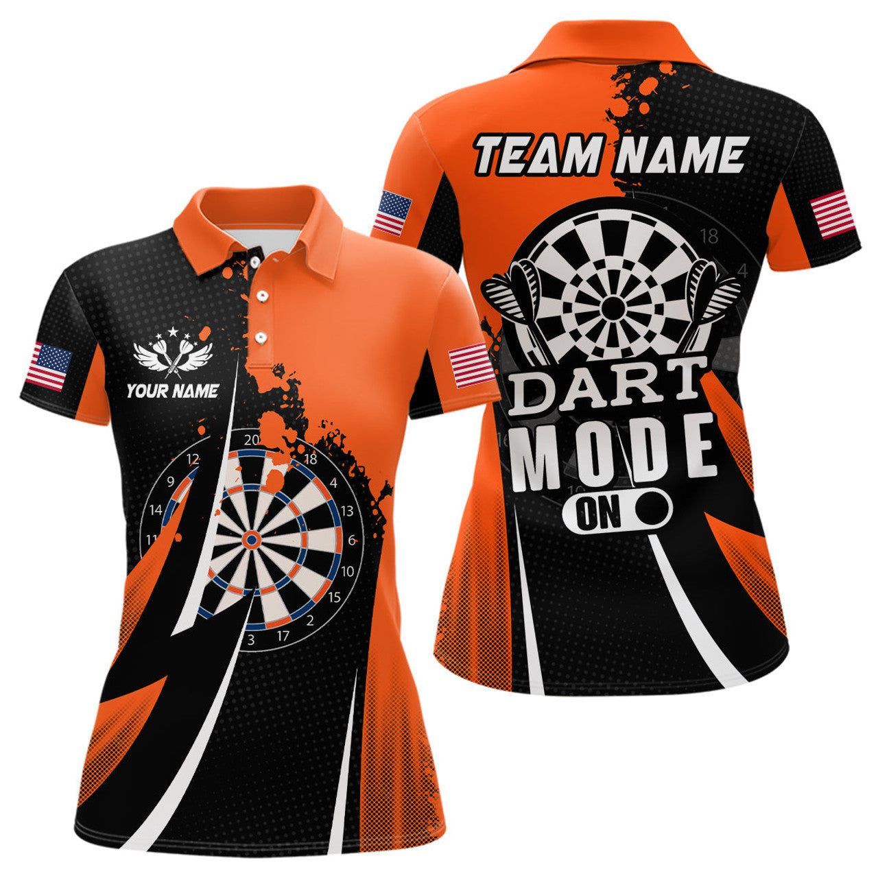 Custom Personalized Orange Dart Mode On Darts Women's Polo Shirts S-5XL