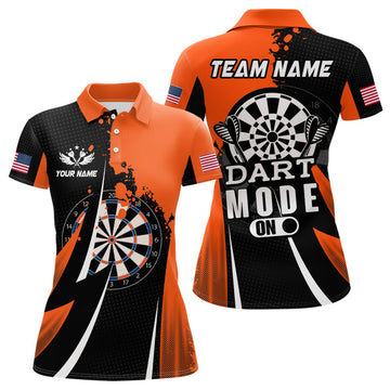 Custom Personalized Orange Dart Mode On Darts Women's Polo Shirts S-5XL