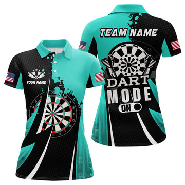 Custom Personalized Turquoise Dart Mode On Women's Polo Shirts S-5XL