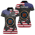 Custom Retro Archery 3D Target US Flag Patriotic Women's Polo Shirts S-5XL