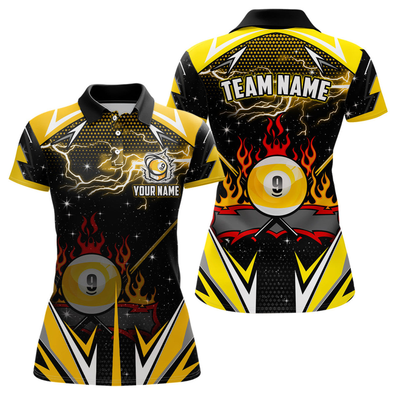 Custom 9 Ball Pool Billiard for Team League Polo Shirts Women's Polo Shirts S-5XL