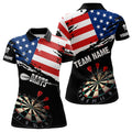 Custom Patriotic 4th of July Darts Grunge American Flag Women's Polo Shirts S-5XL
