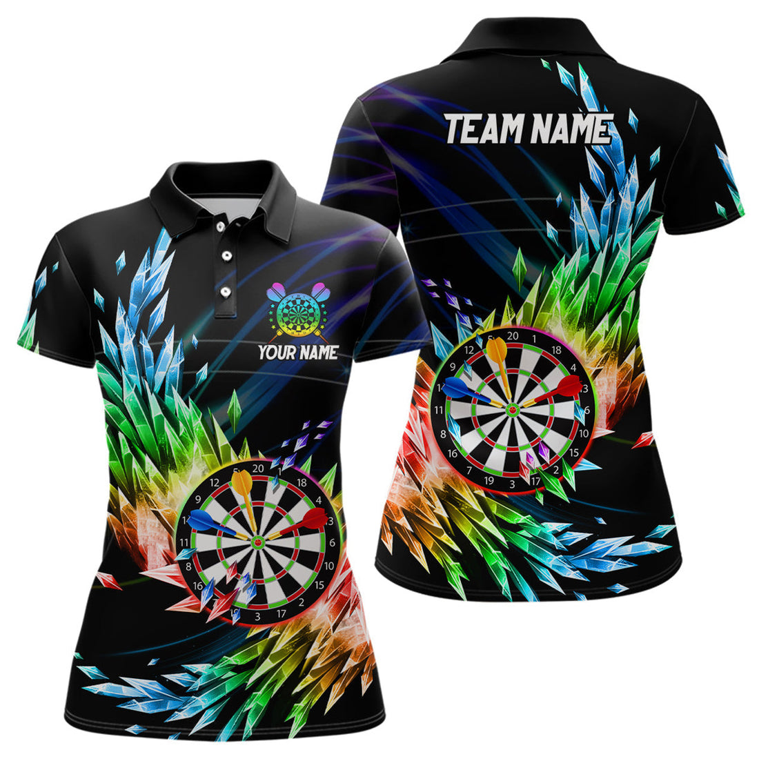 Custom 3D Colorful Frozen Ice Darts Shirt for Team Women's Polo Shirts S-5XL