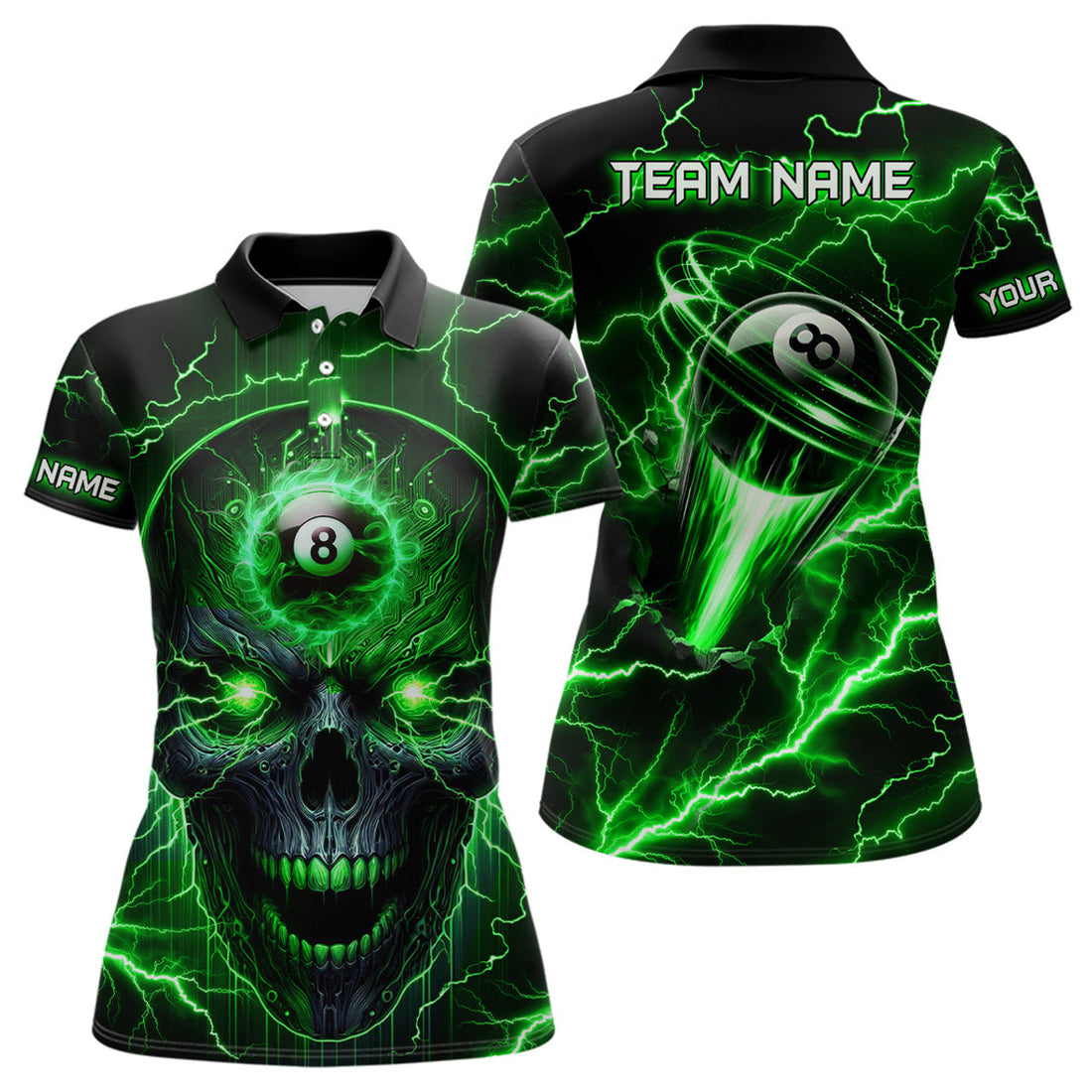 Custom Personalized Skull For 8 Ball Pool Billiard Women's Polo Shirts S-5XL