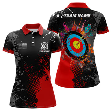 Custom Paint Red 3D Target Archery Attire With Women's Polo Shirts S-5XL