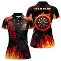 Custom Personalized Dartboard Fire Flame 3D Printed for Women's Polo Shirts S-5XL