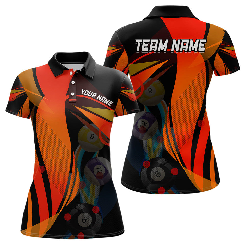 Custom 3D Orange Billiard Balls Pool League Design Women's Polo Shirts S-5XL