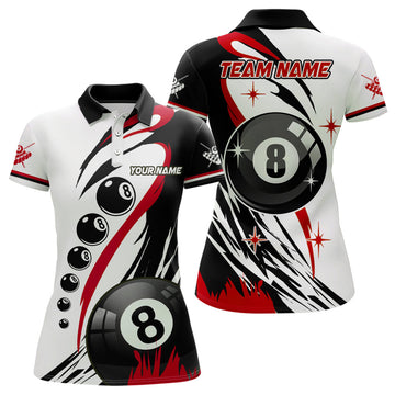 Best Custom Red 8 Ball Pool for Billiard Team Women's Polo Shirts S-5XL