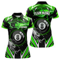 Custom Green 8 Ball Pool Billiard Team League Shirt For Women's Polo Shirts S-5XL