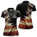 Custom Retro American Flag Golf Patriotic For Ladies Women's Polo Shirts S-5XL
