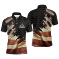 Custom Retro American Flag Patriotic Golf Shirt Best Gift Men's Polo Shirt S-5XL