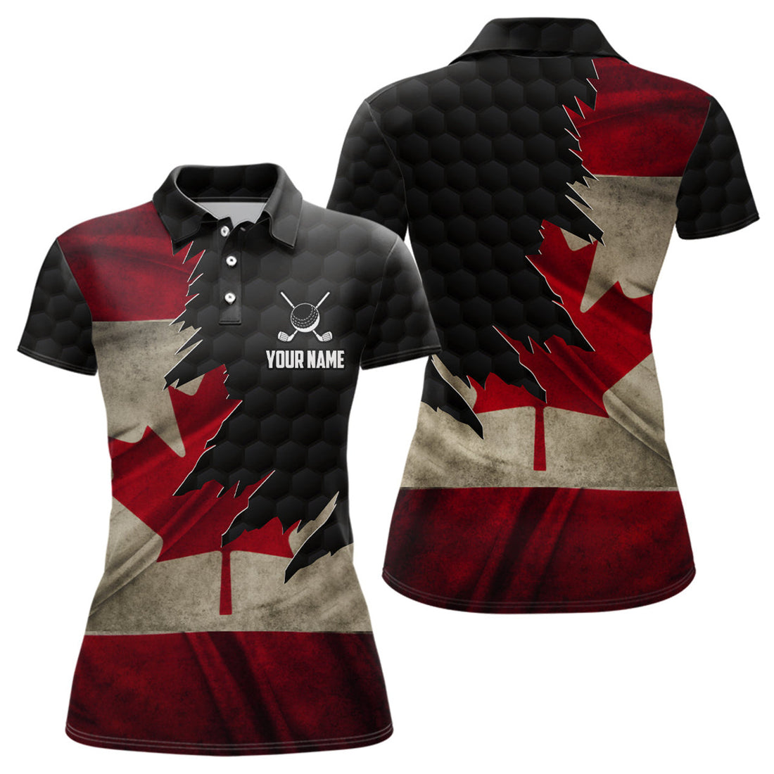 Custom Canadian Flag Golf Gifts for Ladies Retro Style Women's Polo Shirts S-5XL