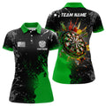 Custom Paint Green 3D Dartboard Team Dart Attire Women's Polo Shirts S-5XL