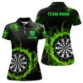 Custom Fire Flame Green Dartboard Dart For Team Women's Polo Shirts S-5XL