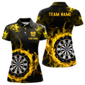 Custom Fire Flame Yellow Dart Shirt Team Uniform Women's Polo Shirts S-5XL