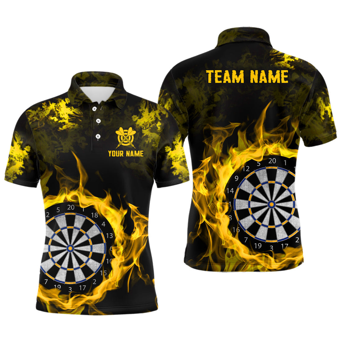 Fire Flame Yellow Dartboard Dart Polo Shirt Size S-5XL Men's Polo Shirt