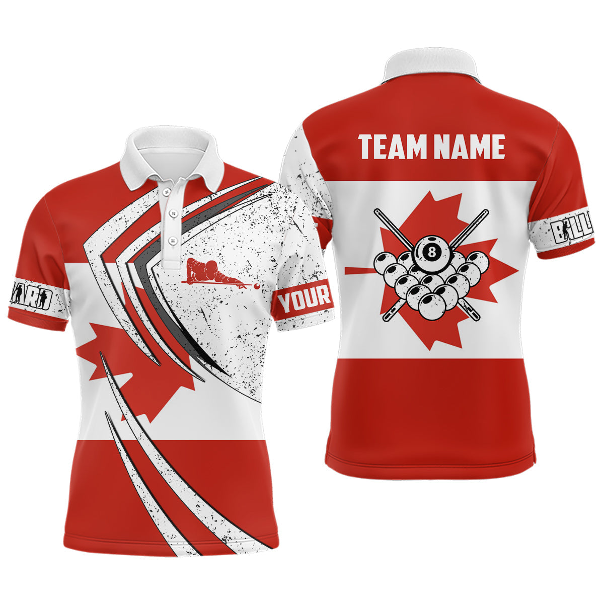 Personalized Billiard Balls Canada Flag Custom Patriotic Men's Polo Shirt